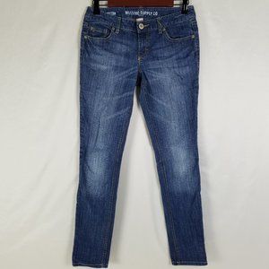 Mossimo Jeans Juniors 7 Short Low Rise Womens Fit 6 Skinny Distressed Blue Denim